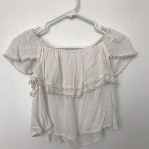 White Ruffle Crop Top